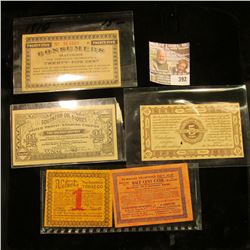 (5) Pieces of old advertising scrip dating back to 1911. Includes: Velvet Tobacco, Turkish Trophies 