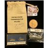 Image 1 : Cloth Bag Draw String Bag "United States Commemorative Gallery"; Two-Ring Display mount; "NIF" Pin-b