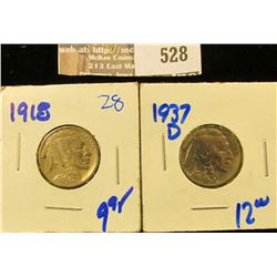 High Grade 1918 And 1937 Buffalo Nickels