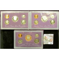 1990, 1991, And 1992 Proof Clad Sets
