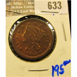 Beautiful High Grade 1853 Coronet Head Large Cent