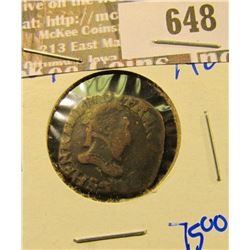 1587 French Double Turnois.  This Mevievel Coin Has Three Fleur De Lis On The Reverse. Henry The Thi