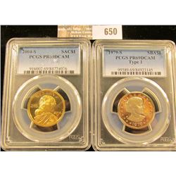 2004-S Sacagawea Proof Dollar And 1979-S Susan B Anthony Proof Dollar Graded Proof 69 Deep Cameo By 
