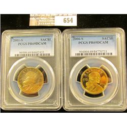 2001-S And 2006-S Sacagawea Dollars Graded Proof 69 Deep Cameo By Pcgs