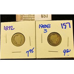 1892 And 1898-S Barber Dimes