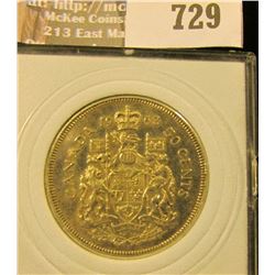 Canada 1963 Silver Half Dollar With A Young Queen Elicabeth