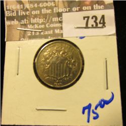 1866 Shield Nickel With No Rays