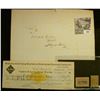 Image 1 : 937 _ Feb 6th, 1836 Folded letter with Postal Stamp; 1899 Check with Gold Documentary Stamp "Burling