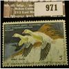 Image 1 : 971 _ 1977 RW # 44, Five Dollar U.S. Department of Agriculture Migratory Bird Hunting Stamp, depicti