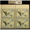 Image 1 : 983 _ 1963 U/L Plate block of 4 $3 U.S. Departement of the Interior Migratory Bird Hunting Stamps, n