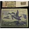 Image 1 : 988 _ 1952 RW # 19, Two Dollar U.S. Department of Agriculture Migratory Bird Hunting Stamp, unsigned