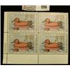 Image 1 : 996 _ 1985 Plateblock of Four RW52 U.S. Department of Agriculture Migratory Bird Hunting $7.50 Stamp