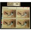 Image 1 : 999 _ 1988 Plateblock of Four RW55 U.S. Department of Agriculture Migratory Bird Hunting $10.00 Stam