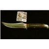 Image 1 : 1117 _ Western Sheath Knife (no sheath) 5" blade, banded leather with black and red bands and alumin