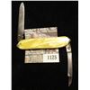 Image 2 : 1125 _ Western Two-blade Folder Knife with 2 1/4" blades, yellow mother-of-pearl handle, brass inlay