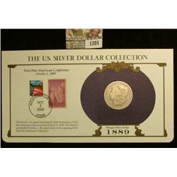 1201 _ 1889 New Orleans Mint Morgan Silver Dollar in a special protected cover with post marked comm