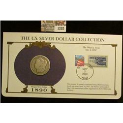 1202 _ 1890 New Orleans Mint Morgan Silver Dollar in a special protected cover with post marked comm
