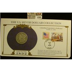 1204 _ 1892 New Orleans Mint Morgan Silver Dollar in a special protected cover with post marked comm