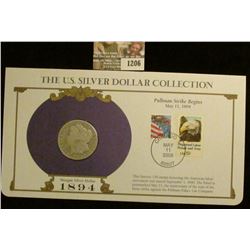 1206 _ 1894 New Orleans Mint Morgan Silver Dollar in a special protected cover with post marked comm