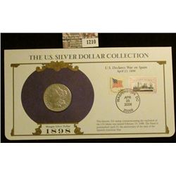 1210 _ 1898 San Francisco Mint Morgan Silver Dollar in a special protected cover with post marked co