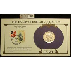 1221 _ 1924 Philadelphia Mint U.S. Peace Silver Dollar in a special protected cover with post marked