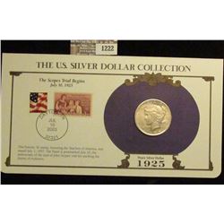 1222 _ 1925 Philadelphia Mint U.S. Peace Silver Dollar in a special protected cover with post marked