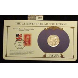 1225 _ 1928 San Francisco Mint U.S. Peace Silver Dollar in a special protected cover with post marke