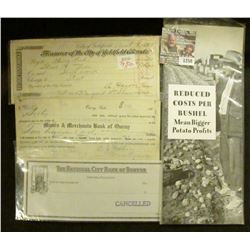 1258 _ 1915 Check "Treasurer of the City of Goldfield Colorado"; 1922 Ouray, Colorado Promissory not