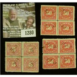 1280 _ Pack of (12) Documentary Stamps, (2) 50c block of four, (1) Five Cent Block of four.