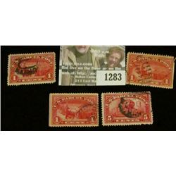 1283 _ Pack of (4) 1913 Parcel Post Stamps. (3) Scott Q1 & (1) Scott Q5.