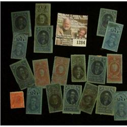 1284 _ Pack of (19) Cigarette Tax Stamps, many over 100 years old.