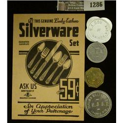 1286 _ Original "Get This Genuine Lady Esther Silverware Set For Only 59c" Punch card; & (4) Differe