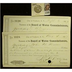 1288 _ Aug. 4, 1877 City of Yonkers, N.Y.Check Payable to John W. Mason by the Treasurer of the Boar
