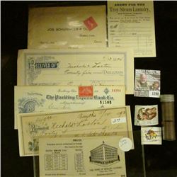 1298 _ Receipt "Agent for the Troy Steam Laundry Dayton, Ohio Works"; 1894 Receipt from Plainsville,