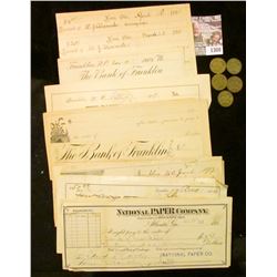 1300 _ (5) 10c Good in Trade Tokens from "Helm's/Logan, Iowa"; Pair of 1891 Receipts Xenia, Ohio sig