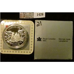 1426 _ 1989 Royal Canadian Mint Proof Silver Mackenzie River Dollar in original case of issue with c