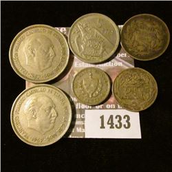 1433 _ Foreign Coin Lot: 1916 Chile 20 Centavos; 1917H Egypt 2 Piastres; 1920 Cuba Centavo; 1957 Spa