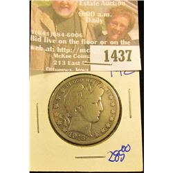 1437 _ 1915 P Key Date Barber Half Dollar.  Only 138,000 Minted Tha
