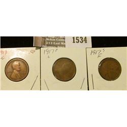 1534 _ 1917 P, D, & S Lincoln Cents grading good to Fine.