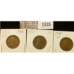 1535 _ 1918 P, D, & S Lincoln Cents grading good to very Fine.