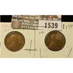 1539 _ 1925 P EF & 25 S VG U.S. Wheat back Lincoln Cents.