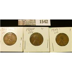 1542 _ 1929 P, D, & S U.S. Wheat back Lincoln Cents. All VG to EF.