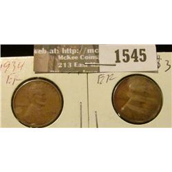 1545 _ 1934 P & D U.S. Wheat back Lincoln Cents. Both EF.