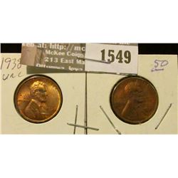 1549 _ 1938 P & 39 P Lincoln Cents, both Uncirculated with some carbon spotting.
