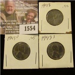 1554 _ 1943 P, D, & S U.S. World War II Steel Cents.