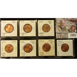 1583 _ 1982 P & D Seven-Piece Variety Uncirculated Lincoln Cent Set.