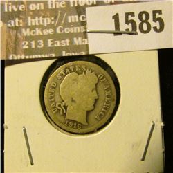 1585 _ 1916 P Barber Dime, Good.