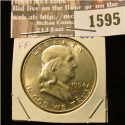 1595 _ 1954 D Franklin Half Dollar. Brilliant Uncirculated.