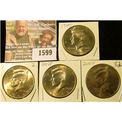 1599 _ 1999 P, 2000 P, 2002 P, & 2004 P Kennedy Half dollars, Brilliant Uncirculated.