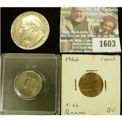 1603 _ 1962 Panama 1 Centesimos BU, 1962 Panama 5 Centesimos BU & Joannes Pavlvs II Pont. Max Ivbila